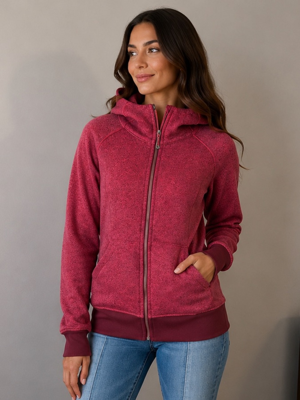 lululemon athletica Heathered Raspberry Full-Zip Hoodie